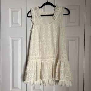 Sundance Off White Eyelet Sleeveless Tank Top Tunic Layers Boho Festival Fall